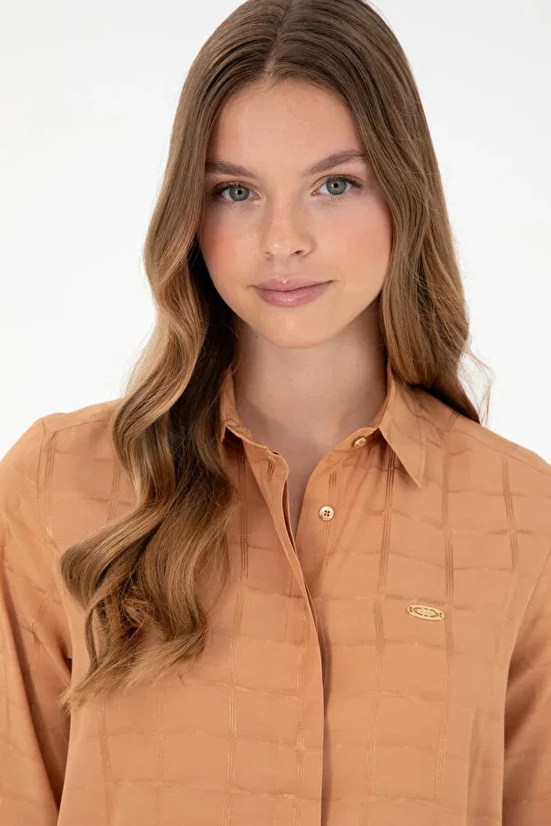 Женская рубашка-туника с длинным рукавом U.S. Polo Assn., Camel — фото 2