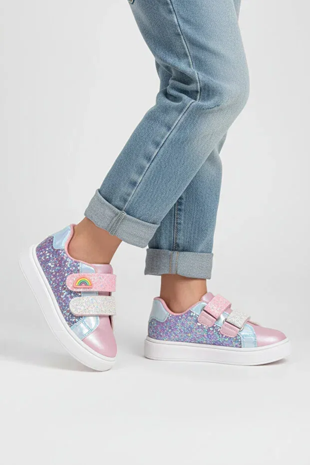 Детские повседневные туфли для девочек с блестками Kids A More, Pink — фото 3