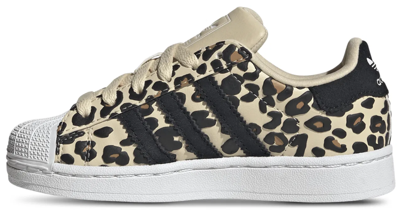Детские кроссовки для девочек с кожаным верхом adidas Originals Superstar, Tan/Multi — фото 2