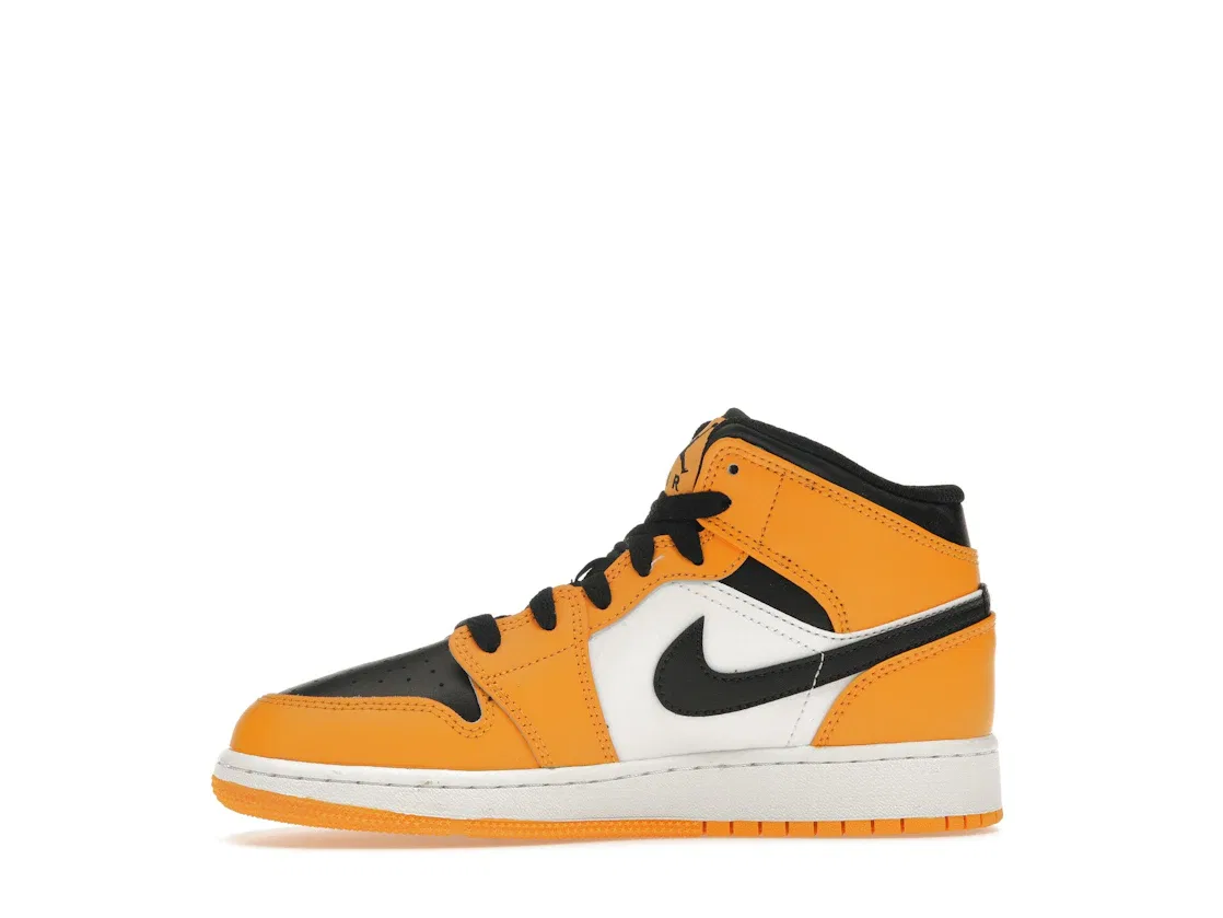 Детские кроссовки с кожаным верхом Jordan 1 Mid, Taxi/White-Black — фото 3