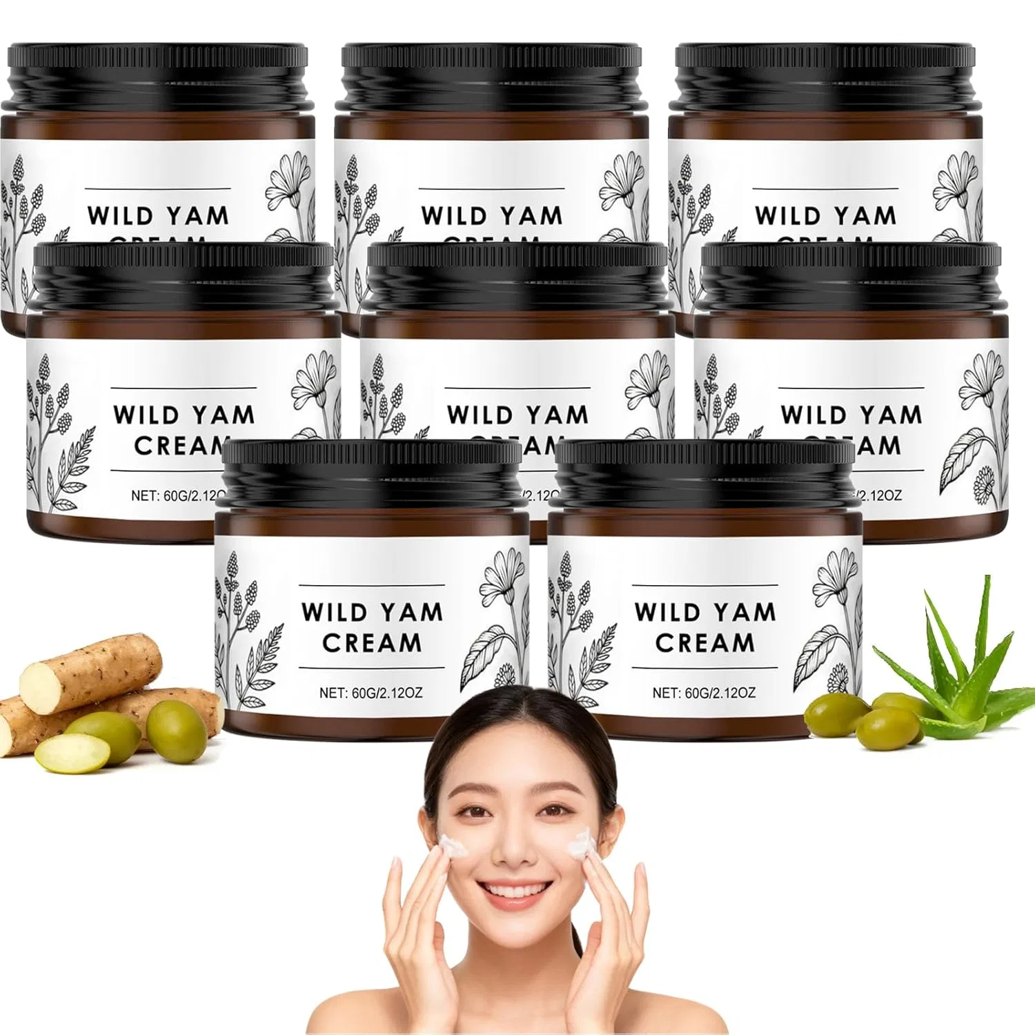 Увлажняющий крем для лица и тела Wild Yam Cream, Raevior, 8 шт, 60 г
