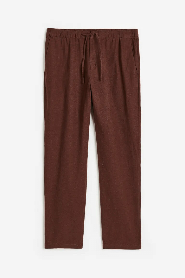 

Брюки H&M Regular Fit Linen-blend, коричневый