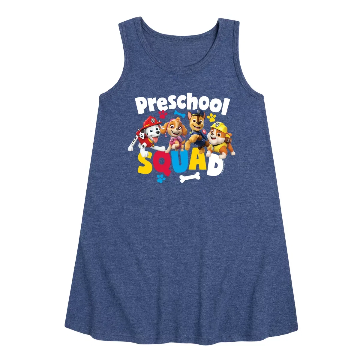 Детское платье для девочек без рукавов с принтом PAW Patrol Squad Preschool, Heather Navy