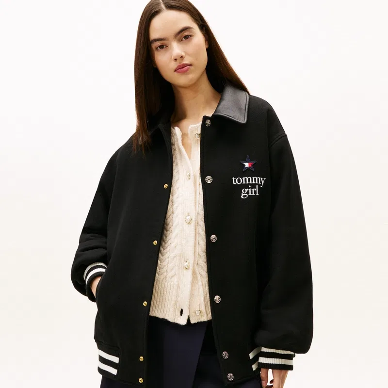 Женское бархатное пальто с лацканами Black BDS Tommy Hilfiger, Черный — фото 4