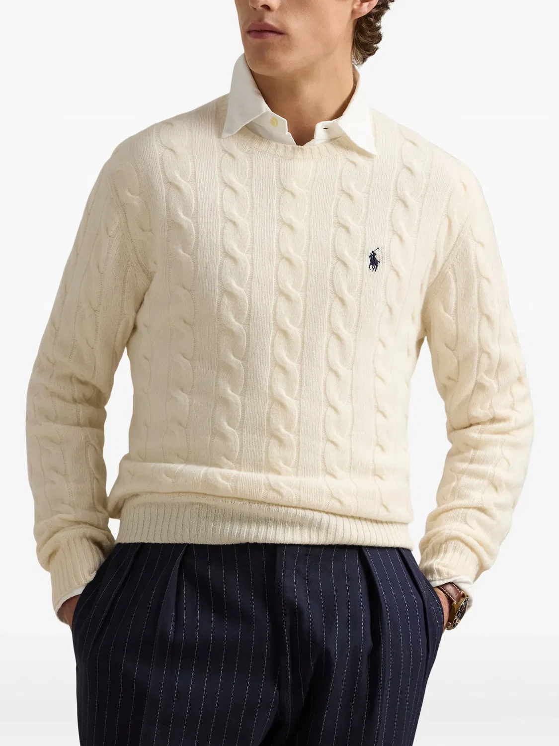 Свитер косами, 100% шерсть Polo Ralph Lauren, нейтральные — фото 3