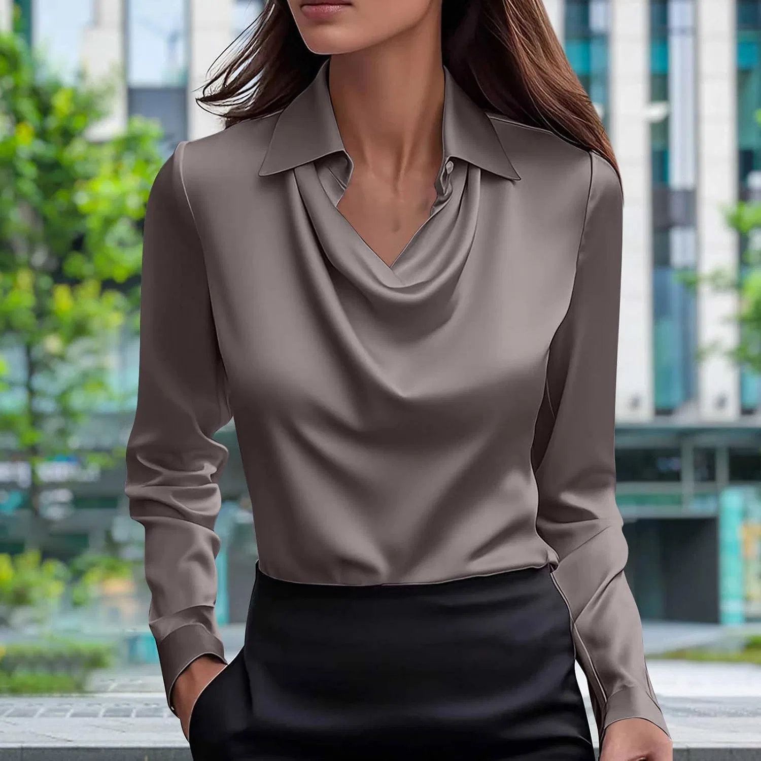 Женская блуза с воротником-качели Pelang, D-gray — фото 2