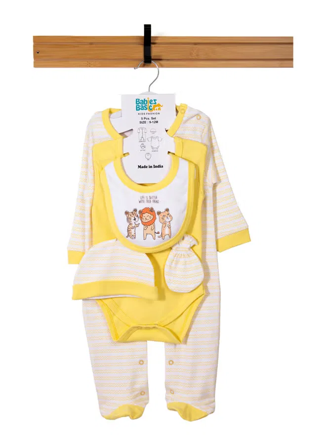 Комплект из 5 предметов для малышей Life Is Better Babies Basic, лимонный