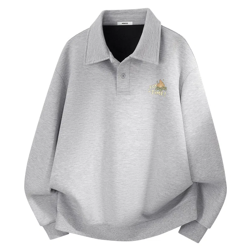 Детский свитшот с отложным воротником MINISO, Heather Gray