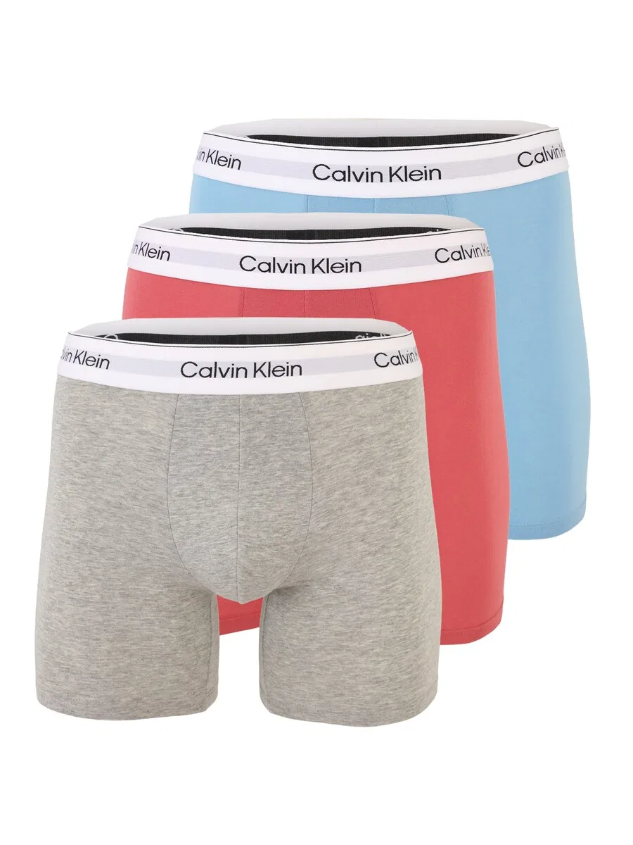Боксерские шорты Calvin Klein в светло-голубом, серо-бежевом и розовом цветах