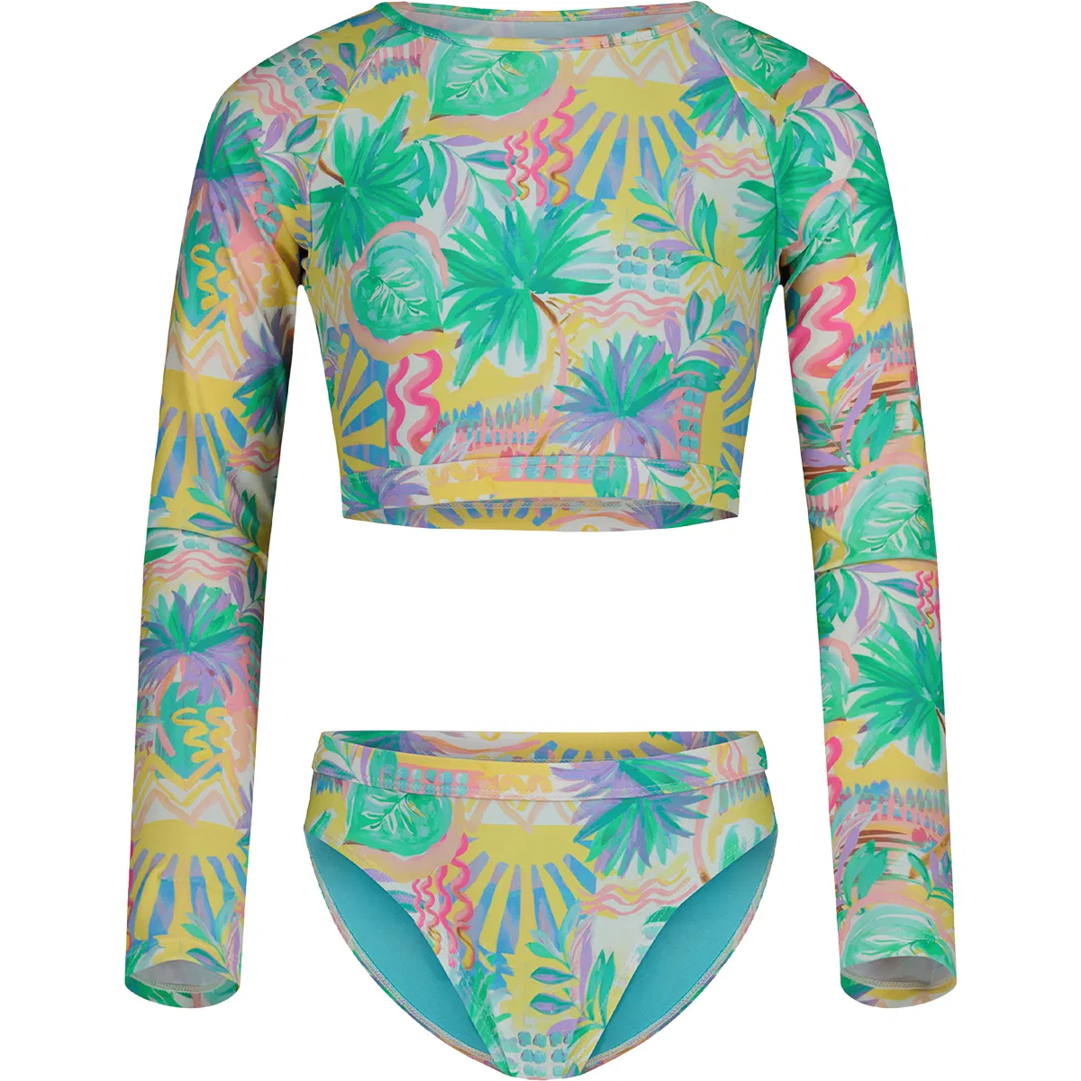 Детский комплект для плавания с принтом Palm Sun Crop RG Set Roxy, Blue Radiance