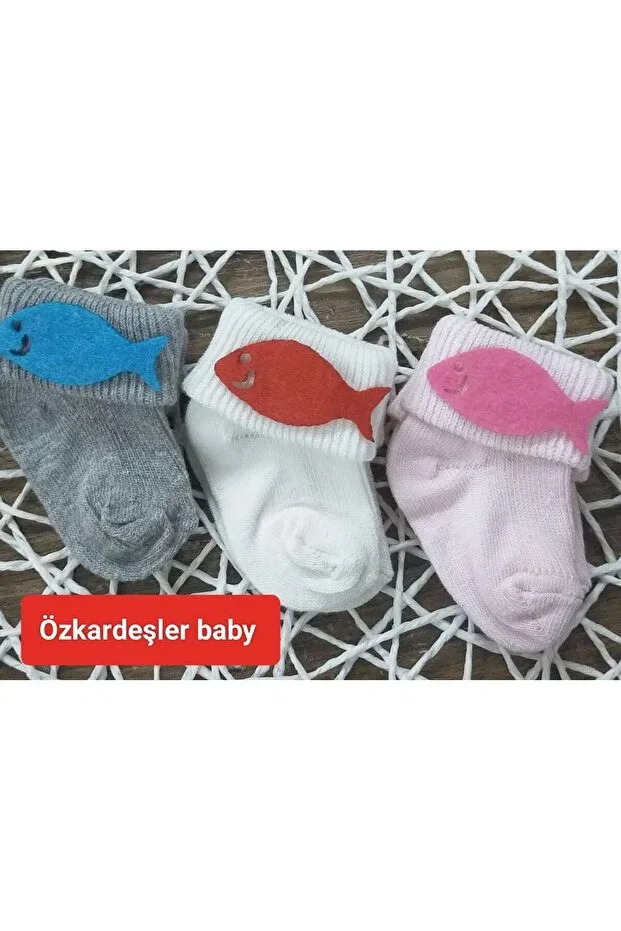Детские носки для новорожденных с принтом Baby curly socks with fish Özkardeşler Baby, Multicolor
