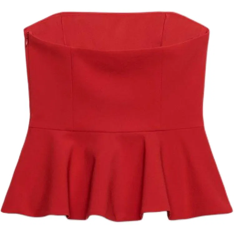 Женский топ без бретелек Dark Red ZARA, Темно-Красный — фото 3