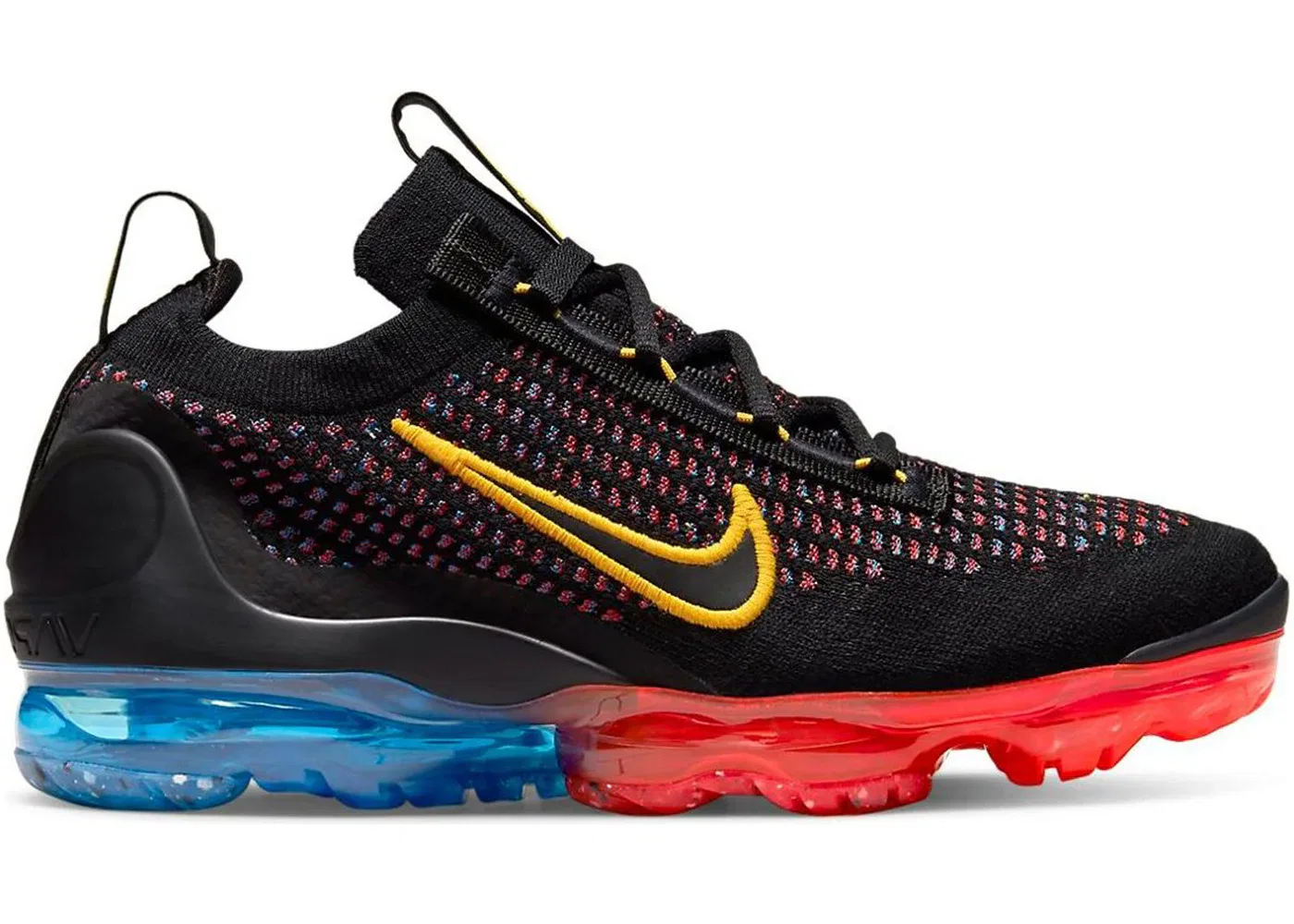 Детские кроссовки Lifestyle Nike Air VaporMax 2021 FK, Black/Photo Blue/Bright Crimson/University Gold