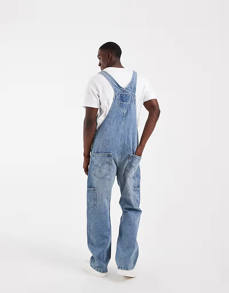 Джинсовый комбинезон Levi's Workwear свободного кроя в винтажном стиле, светло-голубой — фото 4