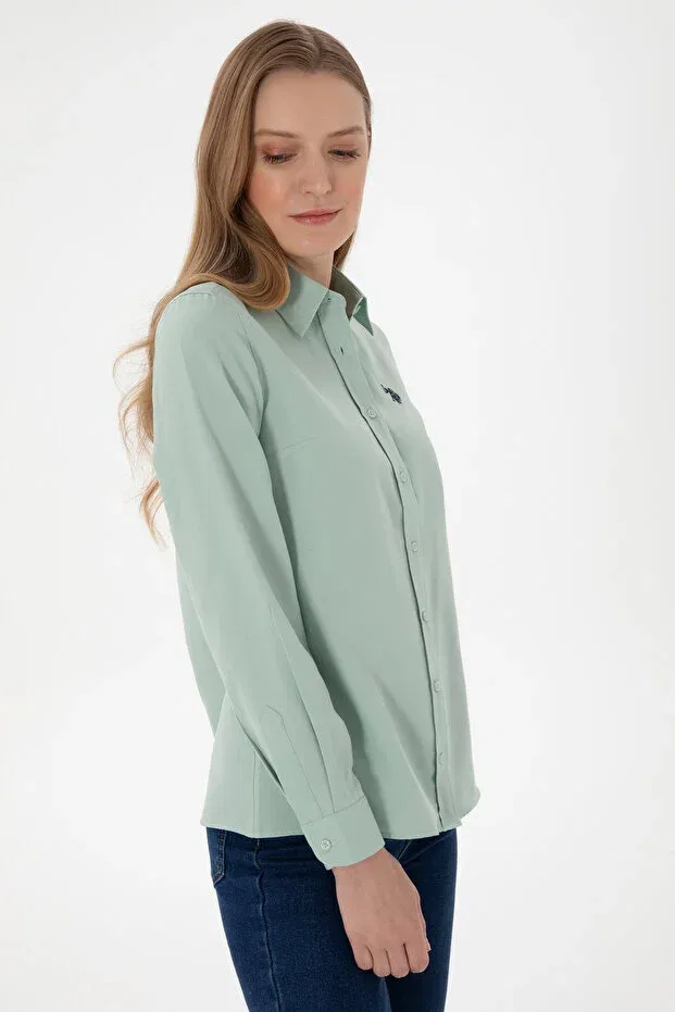 Женская рубашка с длинным рукавом Basics U.S. Polo Assn., Water Green — фото 4