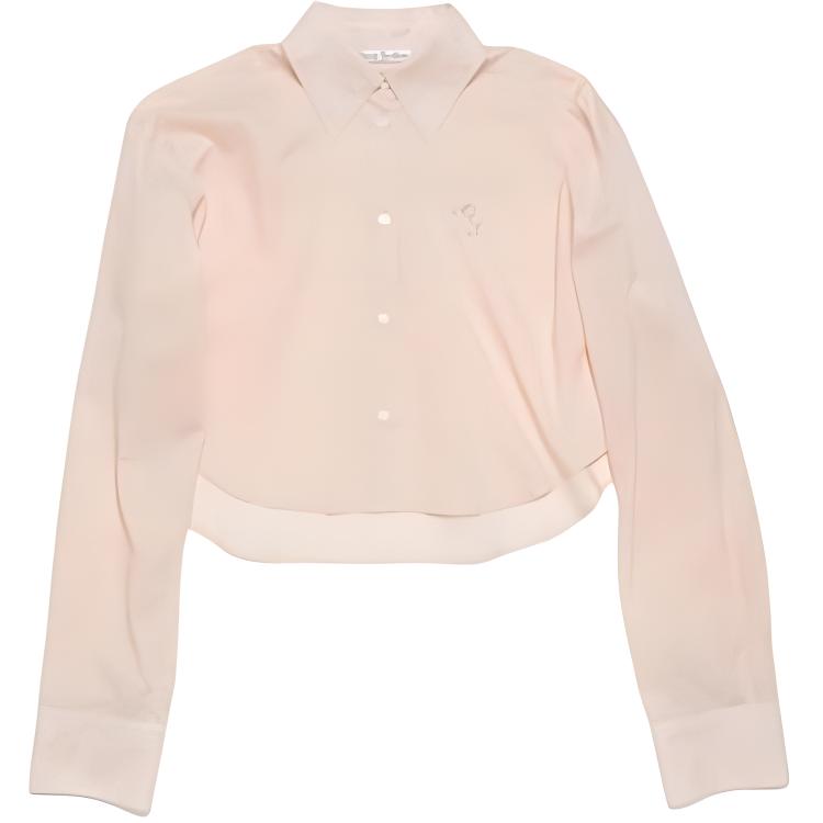 

Укороченная хлопковая рубашка с вышитым логотипом Acne Studios, Dust Pink