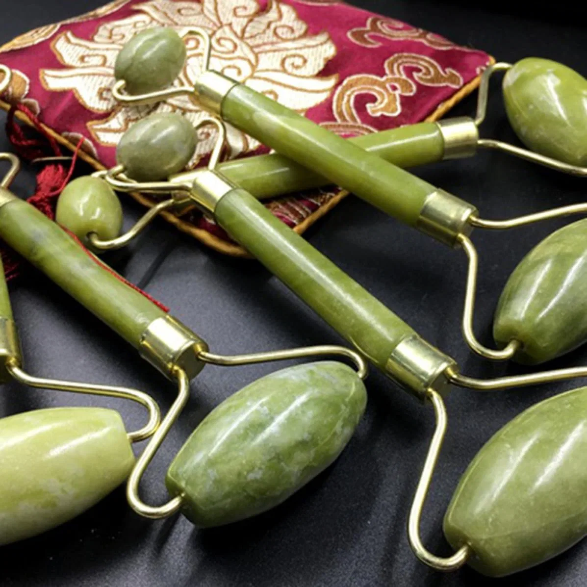 Массажер для лица Jade, MALUGOGO, 14 см, Оливковый — фото 2