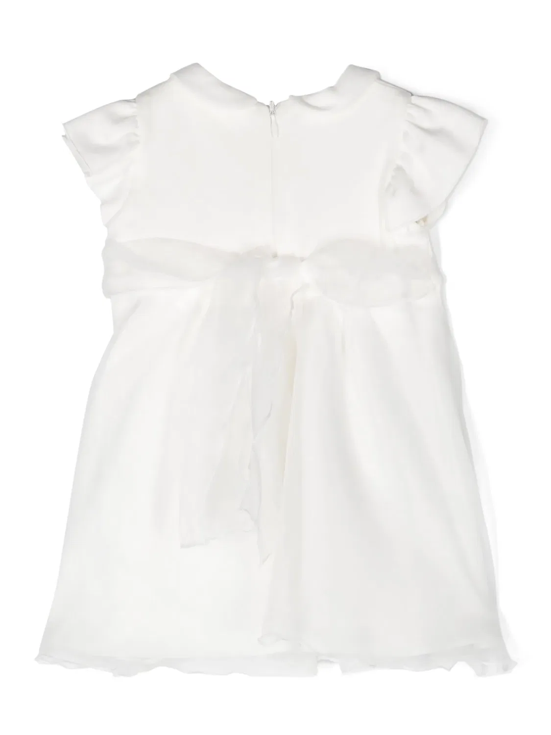 Платье с аппликацией цветов и логотипом из страз Miss Blumarine, белый — фото 3