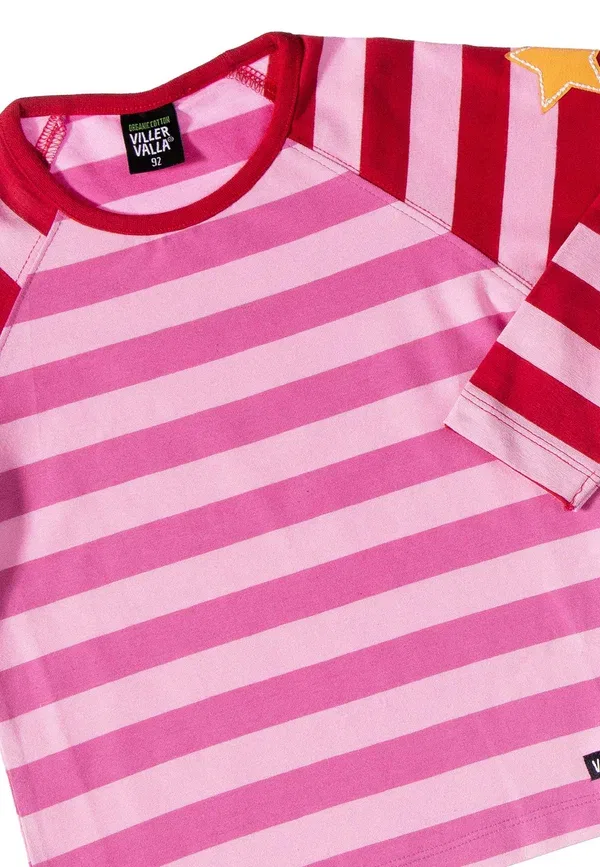 Лонгслив полосатый Long sleeved top Villervalla, Stripes salsa rose — фото 3