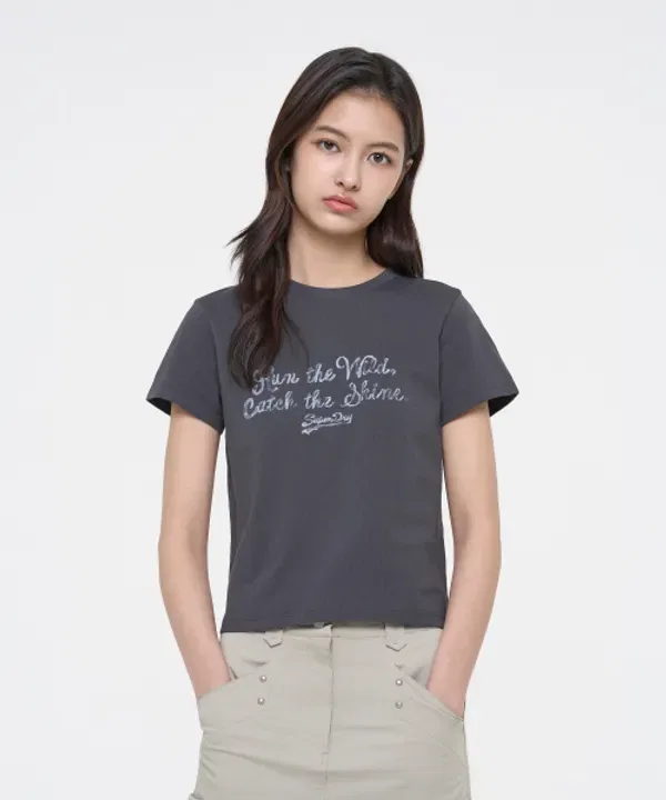 Футболка с логотипом Superdry, женская, угольный