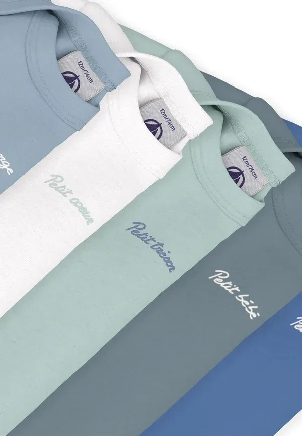 Комплект из 5 боди с принтом, хлопок Petit Bateau white, green, белый/синий/зеленый — фото 3