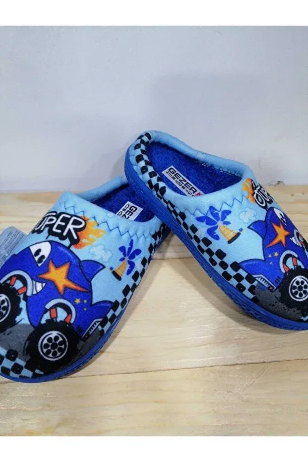 Детские домашние тапочки для мальчиков с принтом Gezer, Navy Blue