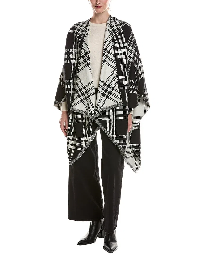 Женская накидка с бахромой Burberry Check Silk, Wool, & Cashmere-Blend Cape, черный