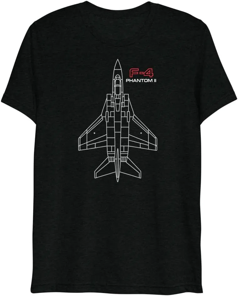Мужская футболка с принтом F-4 Phantom II Generic, Solid Black Triblend