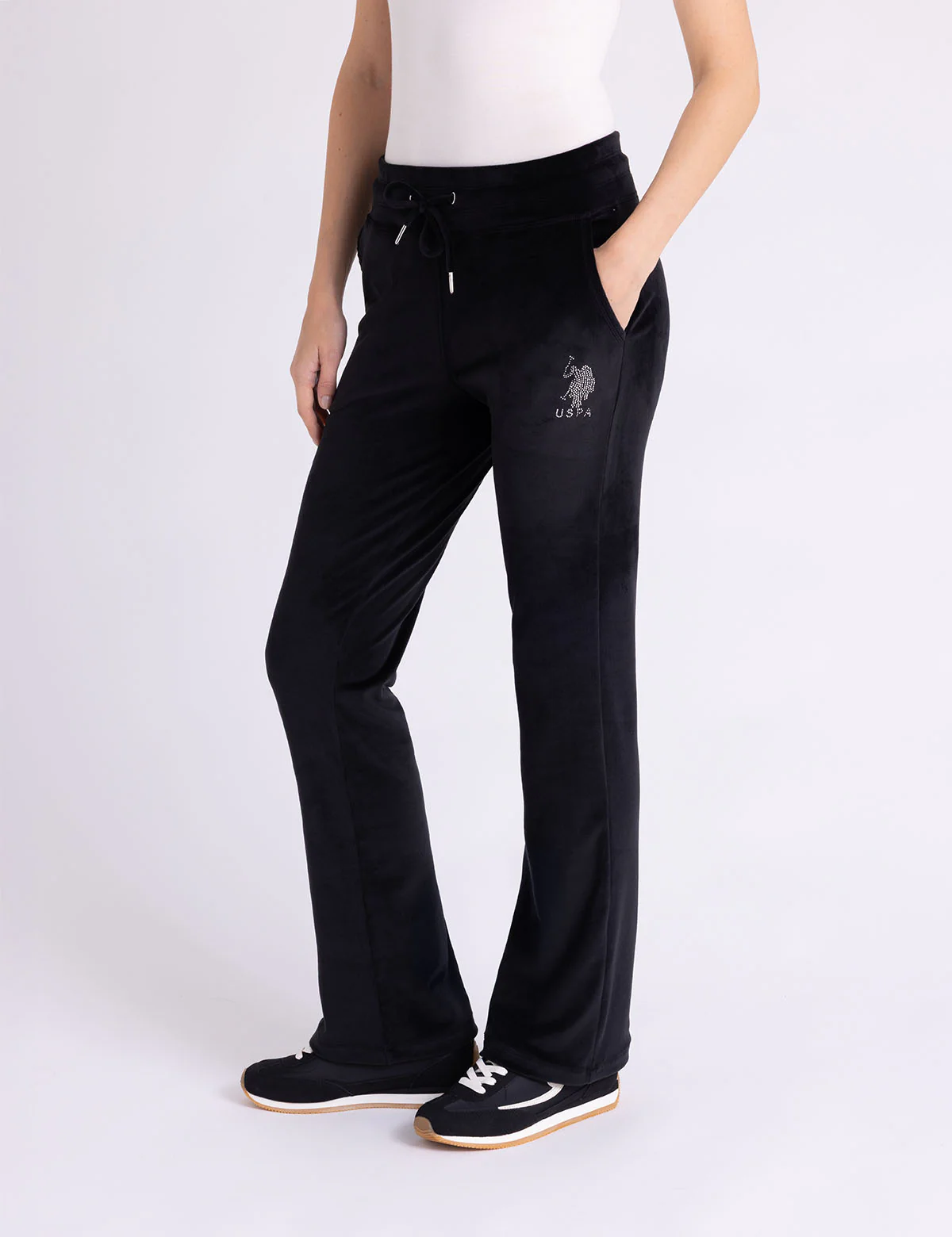 

Брюки U.S. Polo Assn Velour Rhinestone, черный