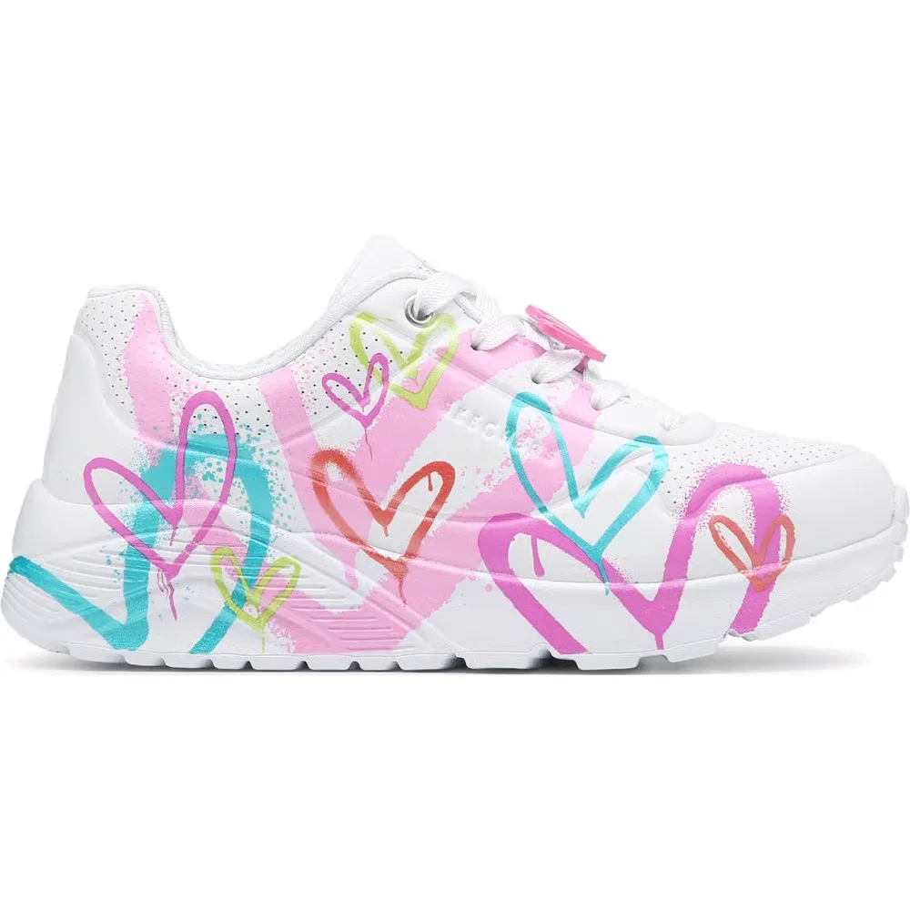 Детские кроссовки jgoldcrown street uno lite Skechers, White/Multi Hearts — фото 2