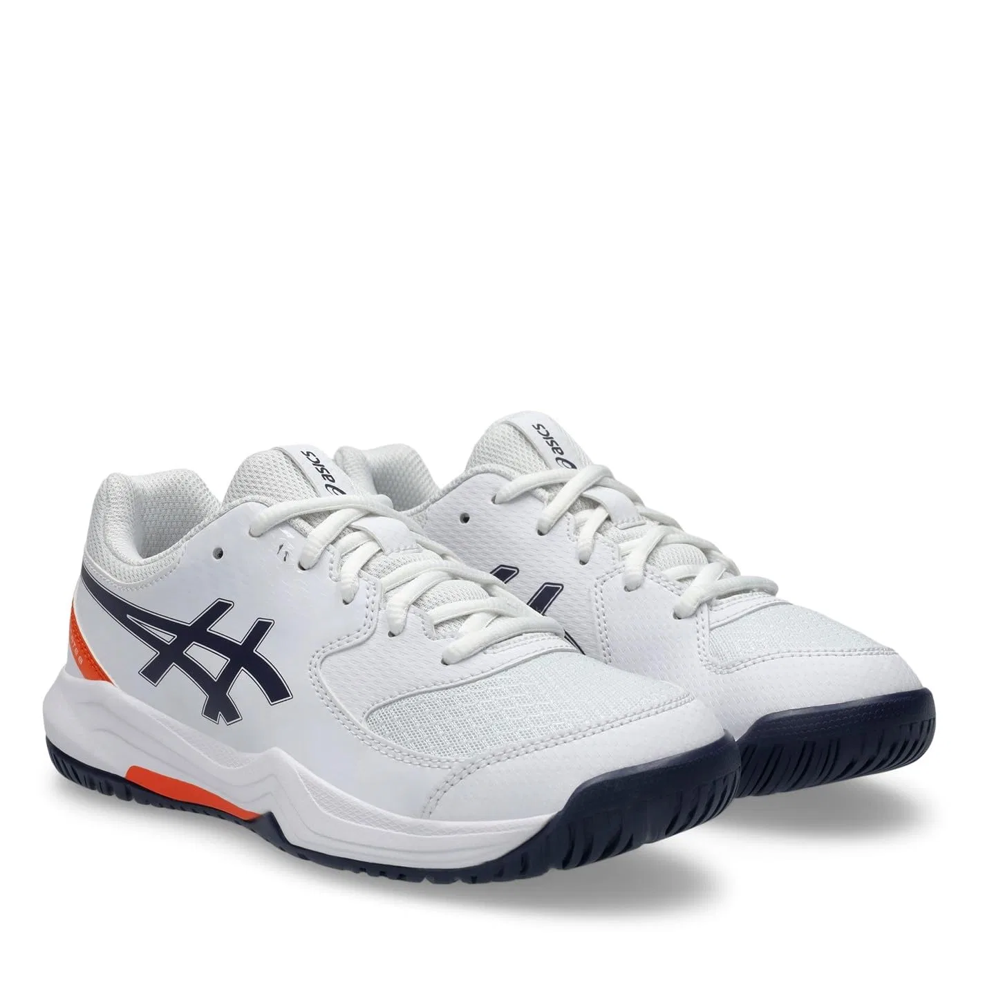 Детские кроссовки для мальчиков с полосками Gel-dedicate 8 GS ASICS, White Indigo Fog — фото 4