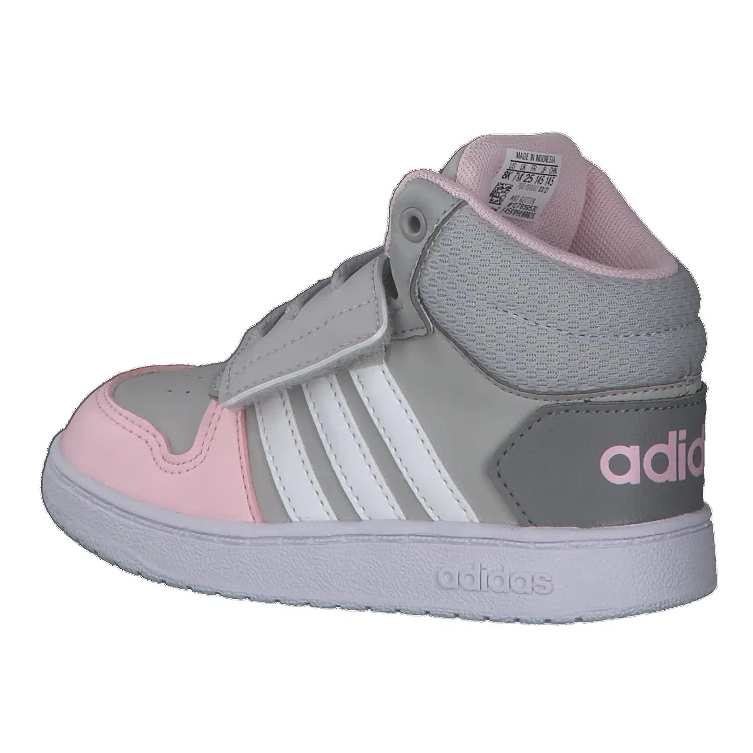 Детские кроссовки для мальчиков синтетические Hoops Mid 2.0 I Adidas, Grey Two Ftwr White Clear Pink — фото 3