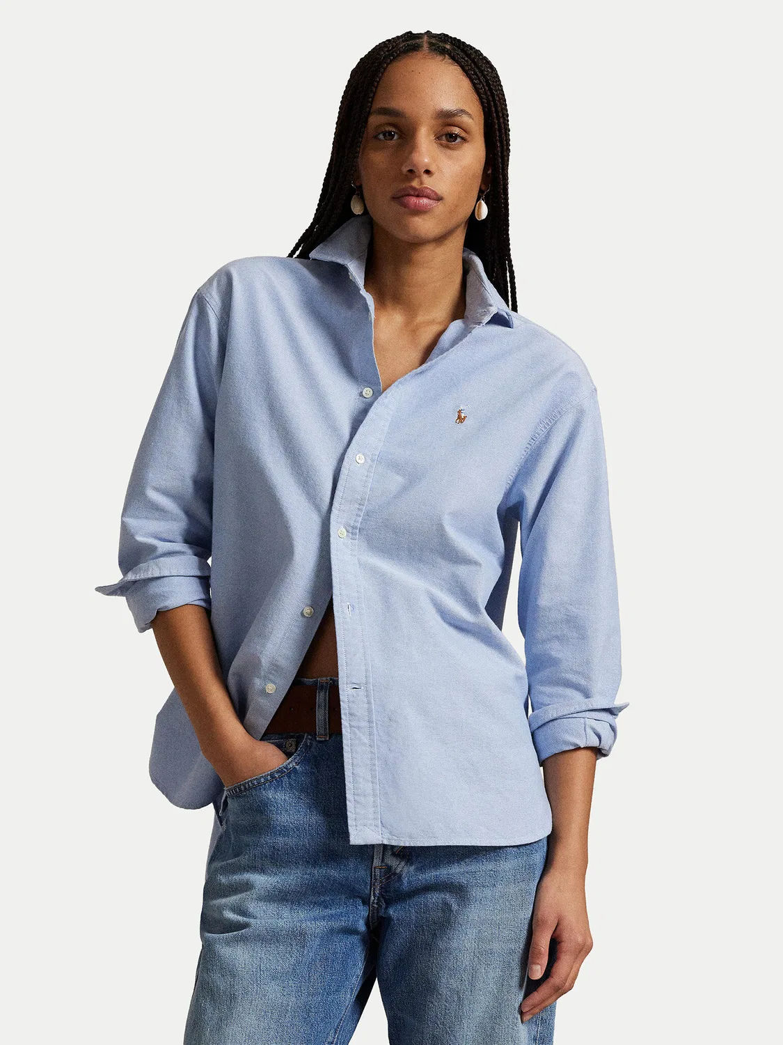 Женская рубашка свободного кроя Polo Ralph Lauren, голубой