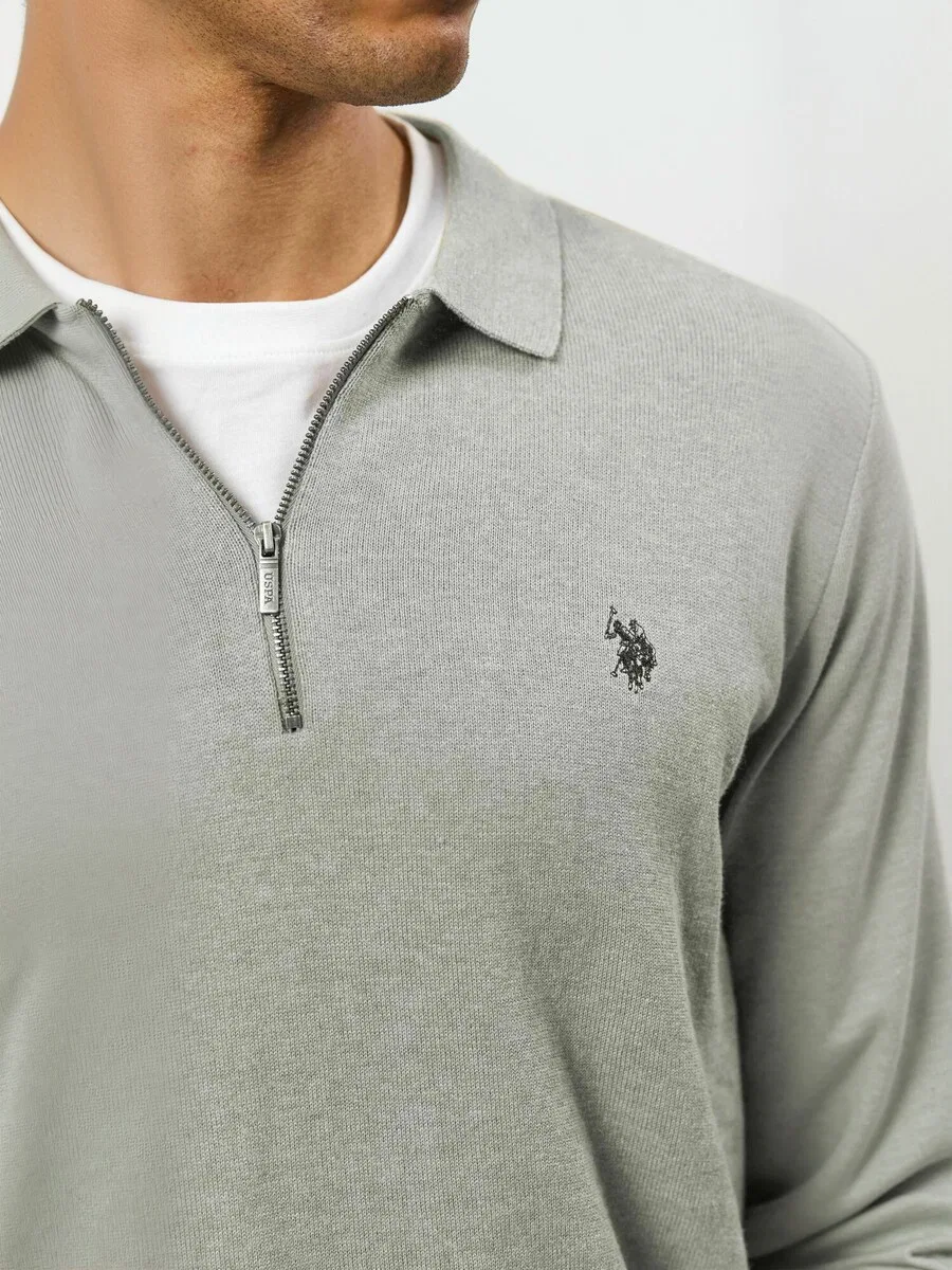 Свитер U.S. POLO ASSN. 'UMSanka' серого цвета с пятнистым рисунком — фото 4