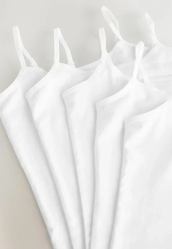 Топ из 5 предметов, хлопок с эластаном, Regular fit - 5 pack - top, Next, Белый — фото 2