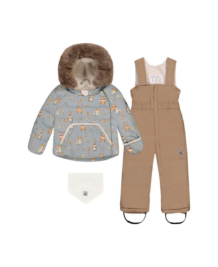 Детский зимний комплект из трех предметов с капюшоном Deux par Deux, Blue Animal Print