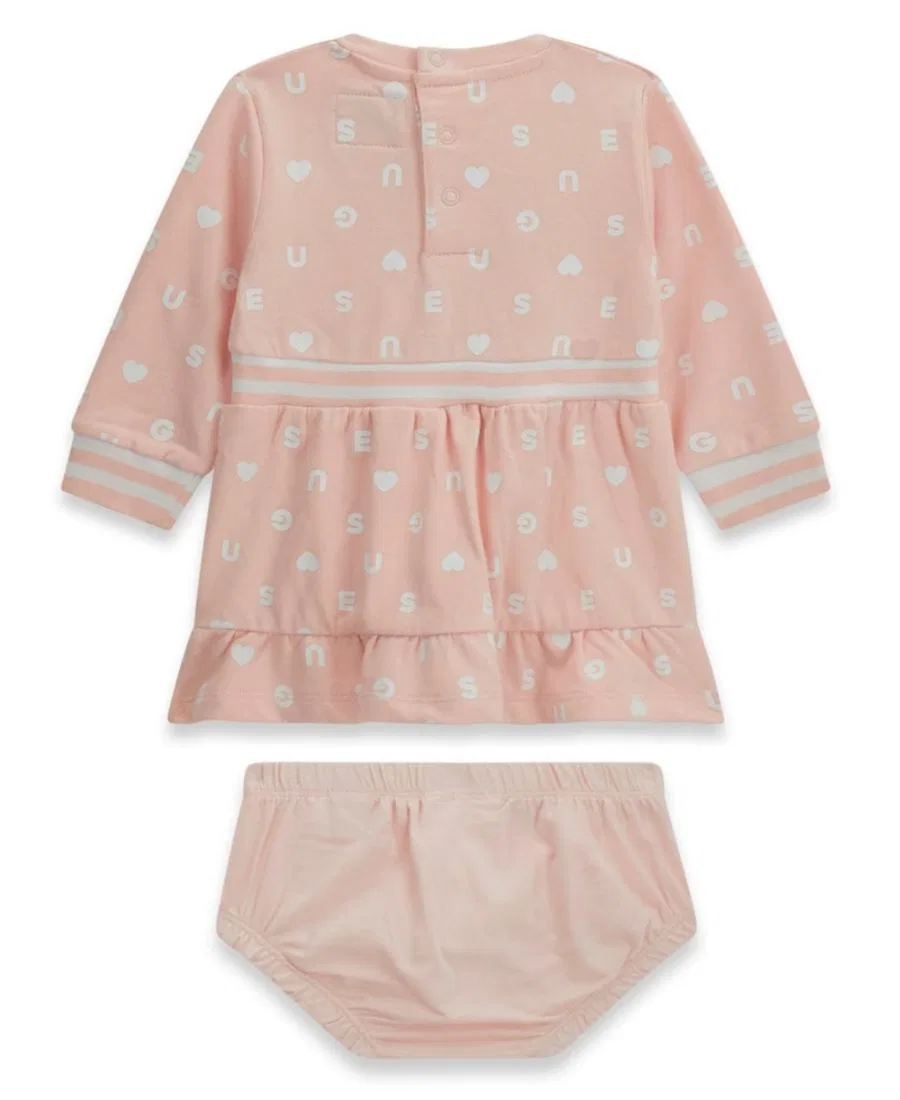 Платье с длинным рукавом и комплект с подгузником GUESS, Blush Pink — фото 2