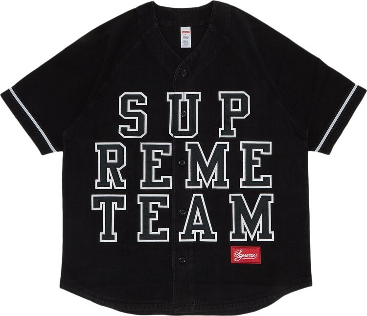 

Футболка Supreme Denim Baseball Jersey 'Black', черный