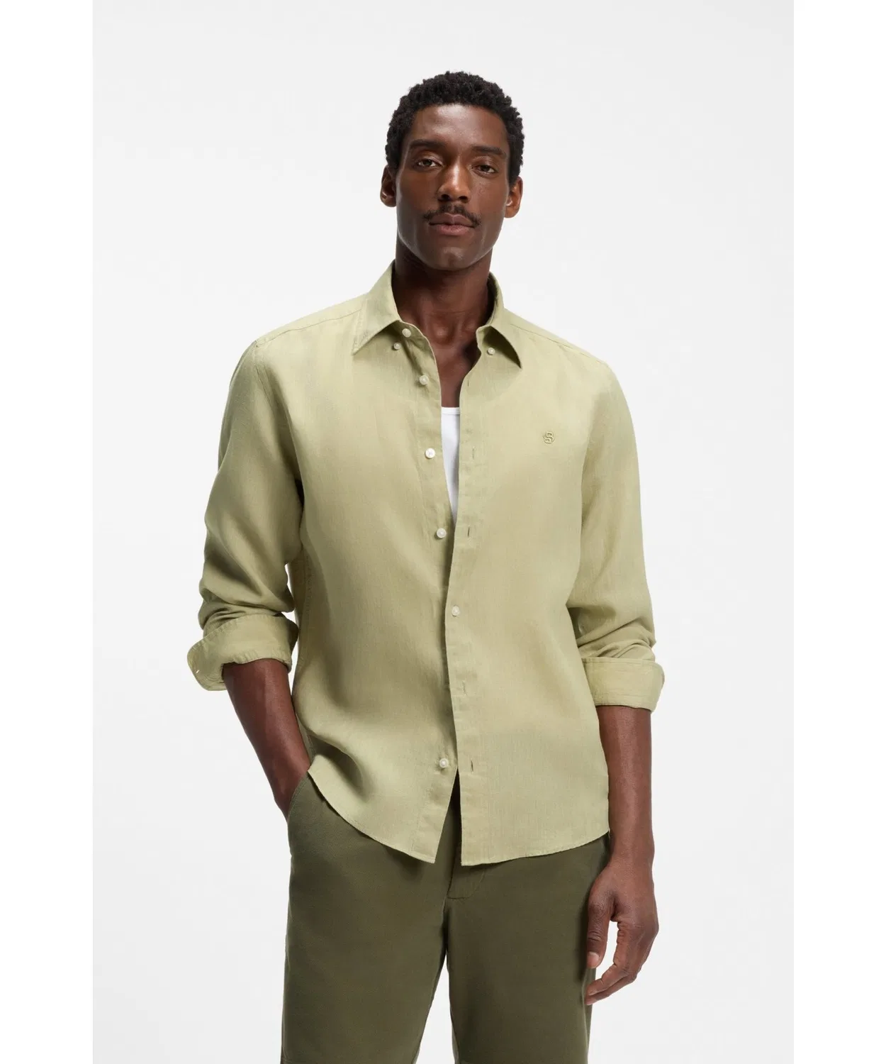 Мужская рубашка с длинным рукавомRegular Fit BOSS, Khaki