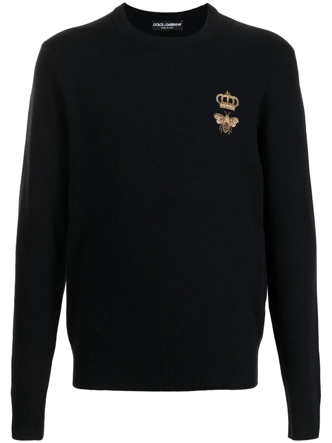 Dolce & Gabbana Шерстяной джемпер с нашивкой, черный