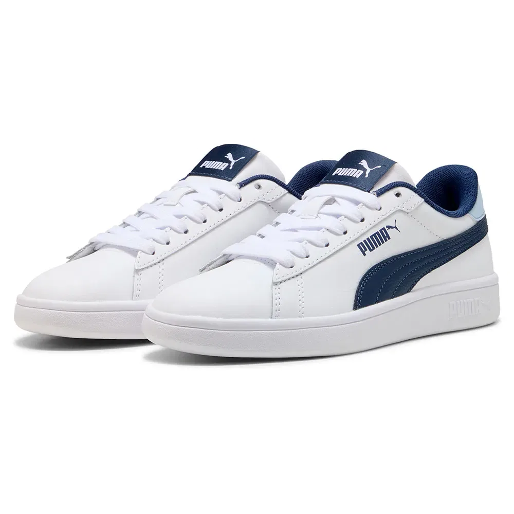 Детские кроссовки для девочек с кожаным верхом Smash 3.0 L Puma, White