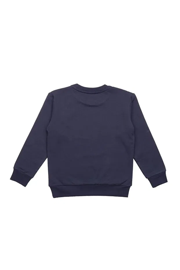 Детское для девочек свитшот с принтом Astronaut Printed Organic Kids Walkiddy, Navy Blue — фото 3
