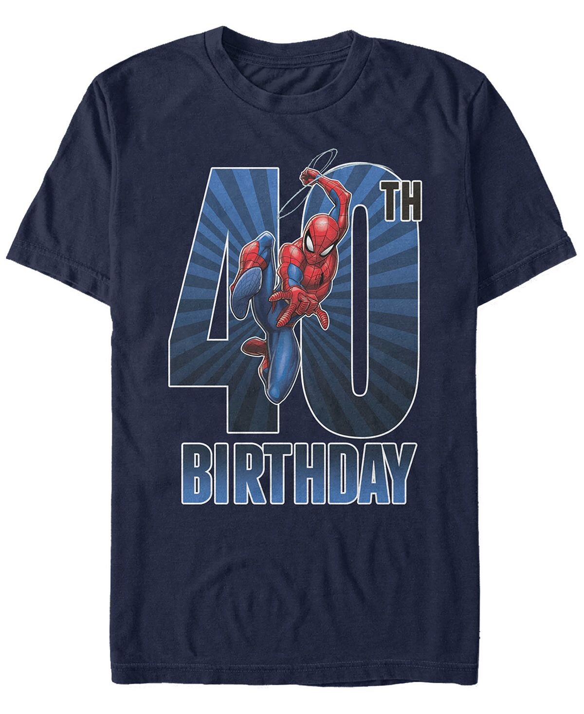 

Мужская футболка с коротким рукавом marvel spider-man swinging 40th birthday Fifth Sun, синий