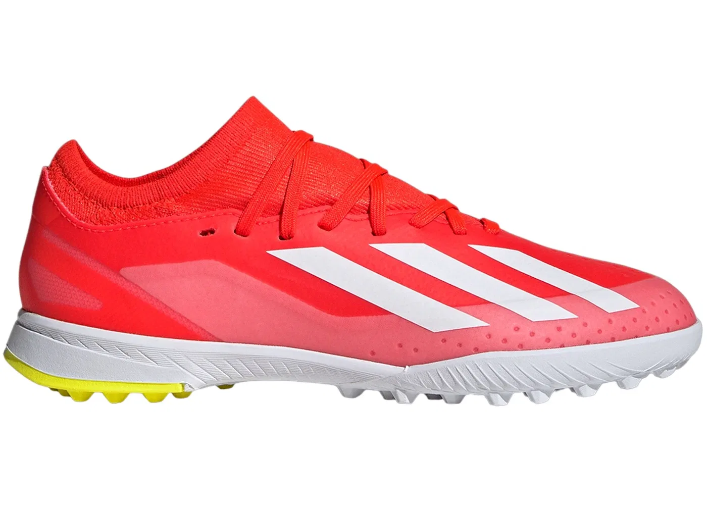 Детские бутсы для футбола на искусственном газоне Adidas Crazyfast League Turf, Solar Red/Cloud White/Team Solar Yellow 2