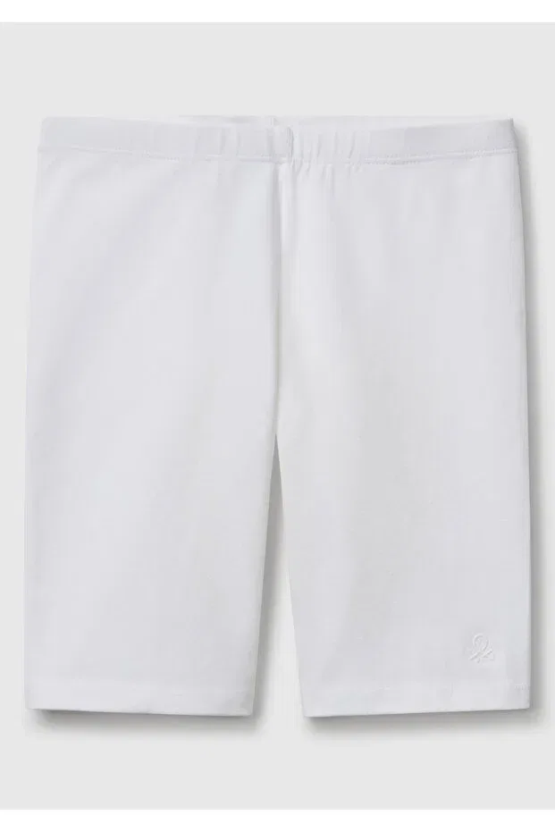 Детские леггинсы для девочек с принтом White Tone Sur Tone Logo Embroidered Mini Biker United Colors Of Benetton, White