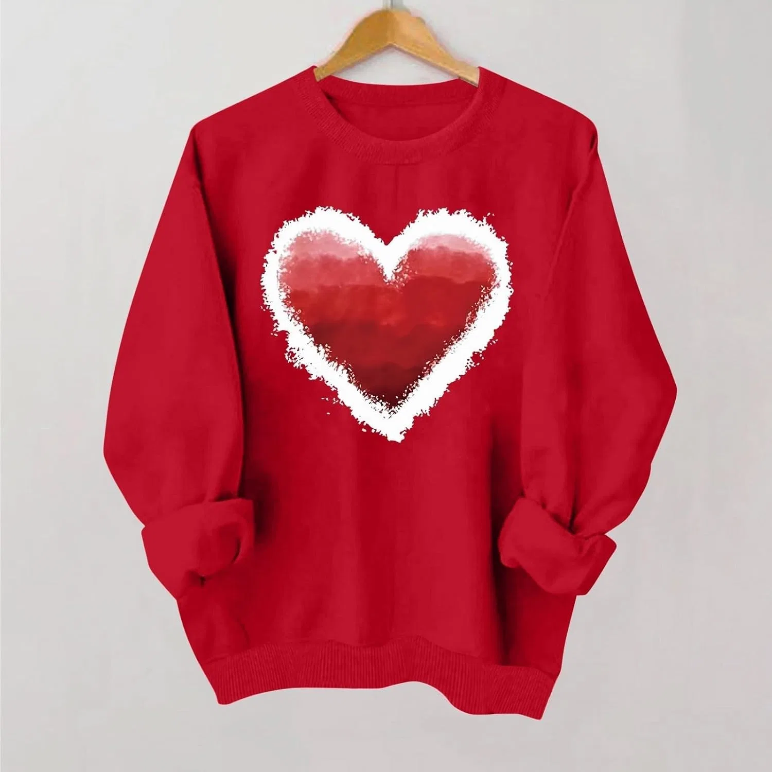 Женский свитшот с длинным рукавом Love Heart Graphic, цвет Watermelon Red — фото 2