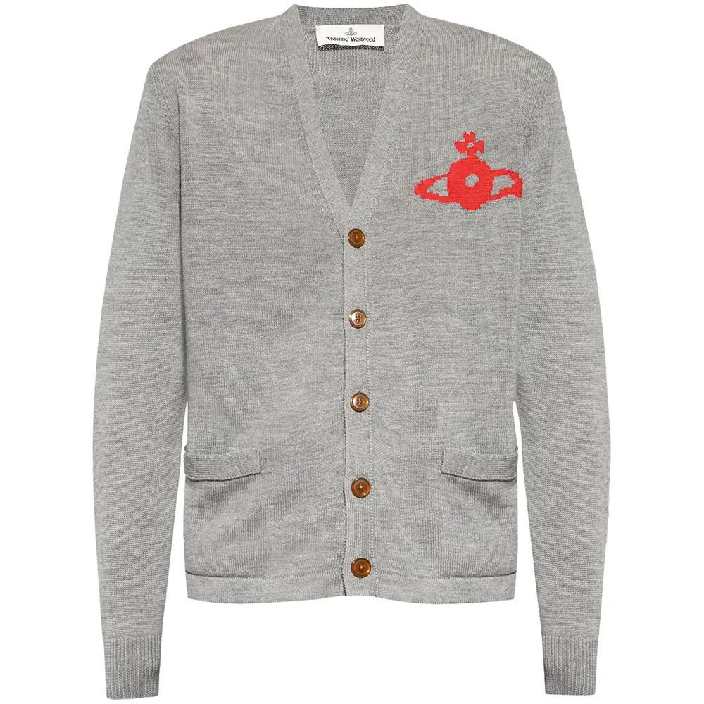 

Кардиган с интарсией Orb от Vivienne Westwood, серый