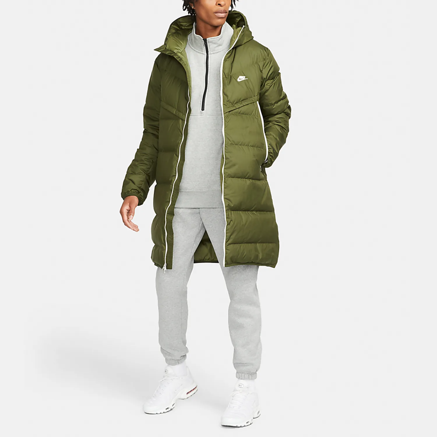 Nike Пуховик мужской с капюшоном, цвет Army Green — фото 4