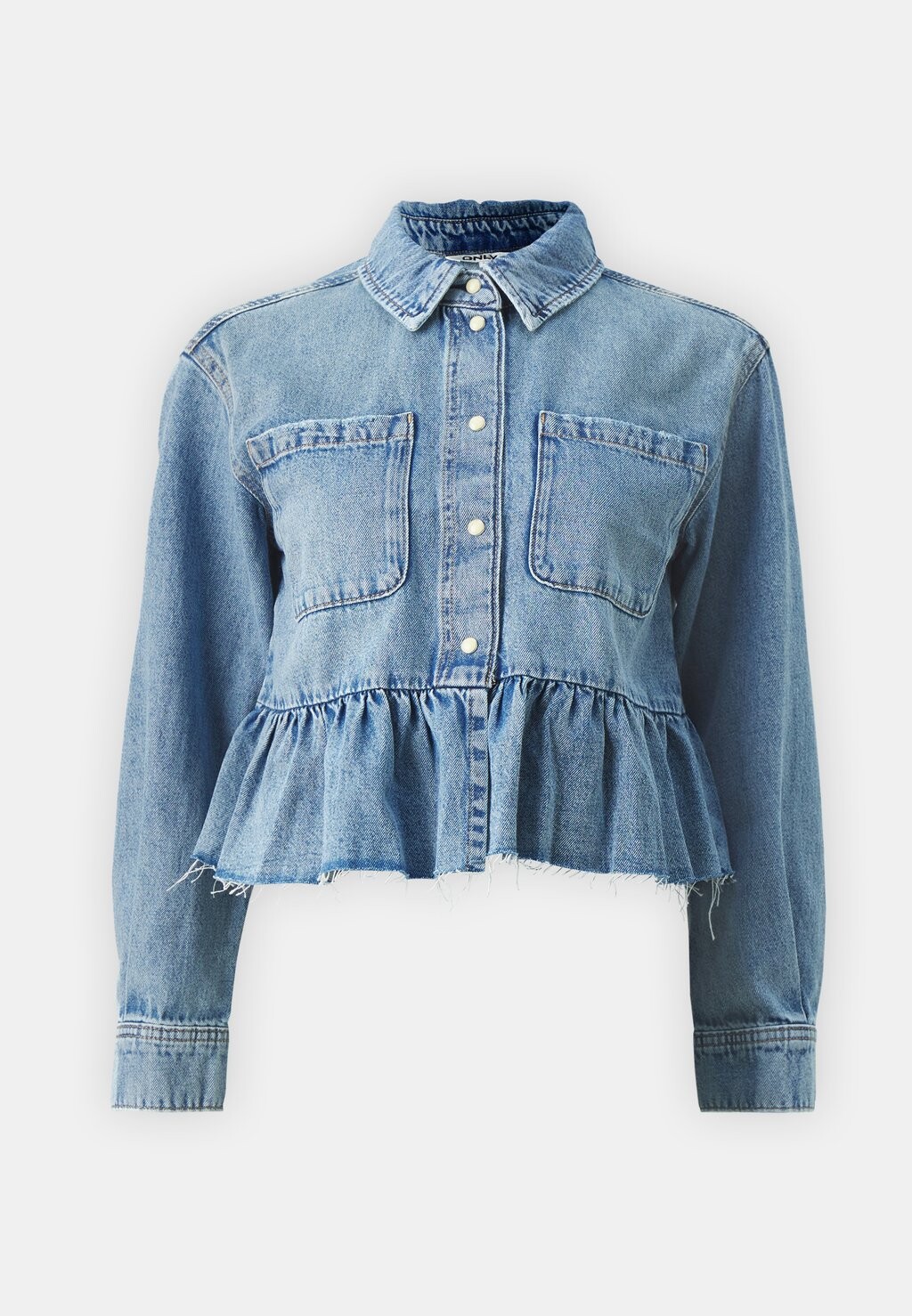 

Блузка на пуговицах ONLELLI FRILL ONLY Petite, синий деним