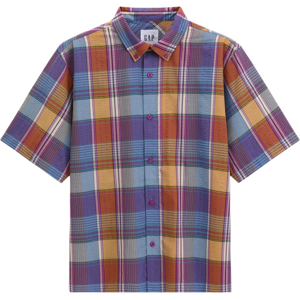 

Рубашки унисекс с отворотом, умеренной длины GAP, желтый plaid